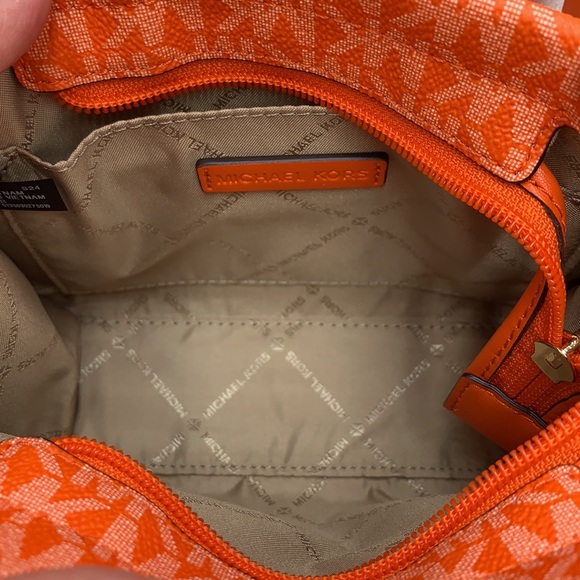 Michael Kors Mirella Extra-Small Ombré Logo Crossbody XBODY ShopperBag Poppy NWT - Picture 11 of 15